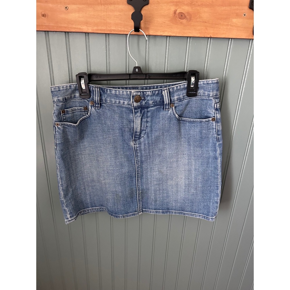 J.Crew Stretch Denim Mini Skirt Medium Wash Blue Size 8 Casual Cotton Blend